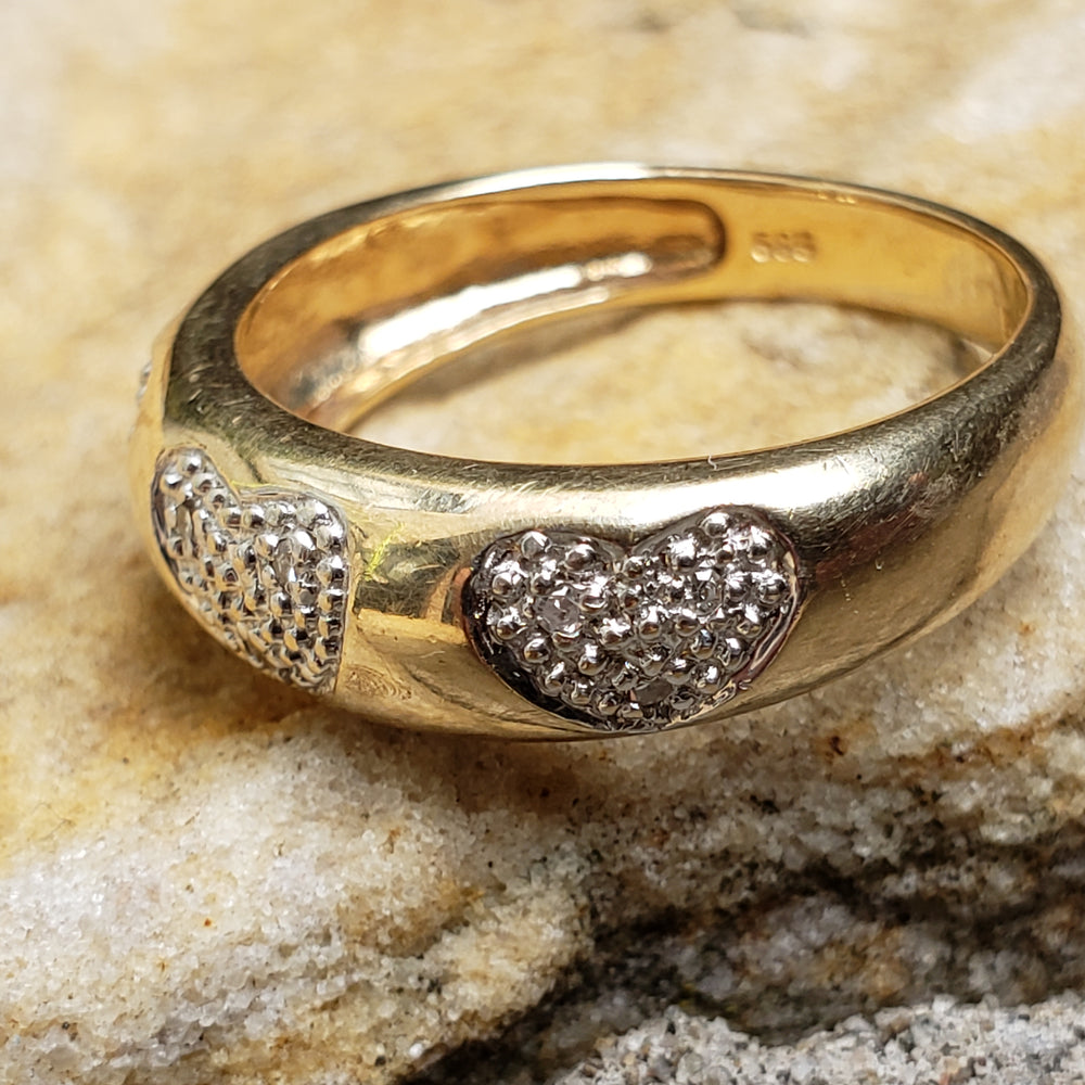 Diamond Heart Ring / Illusion Set Diamond Ring / Heart Band Ring