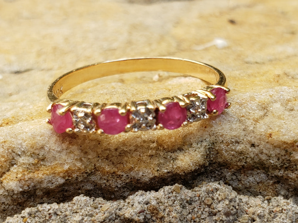 Ruby and Diamond Band / July Birthstone Ring