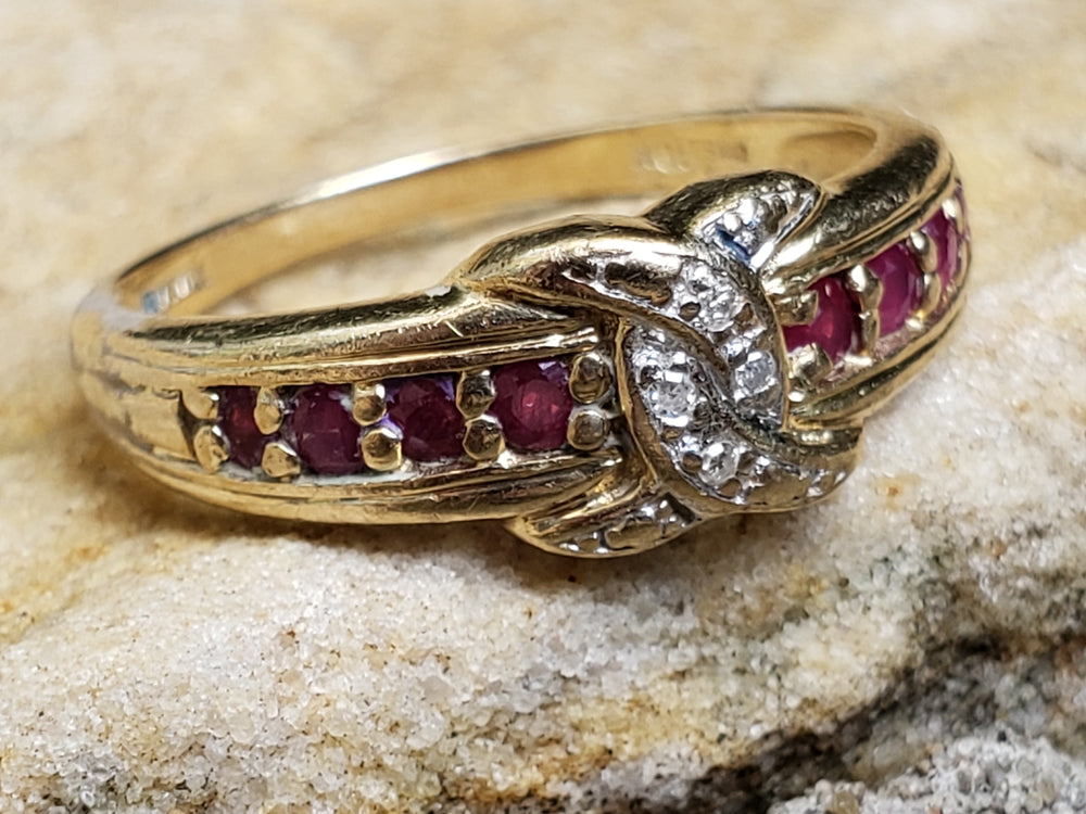 Ruby and Diamond Ring / July Birthstone Ring / Designer Inspired Natural Diamond and Rubies