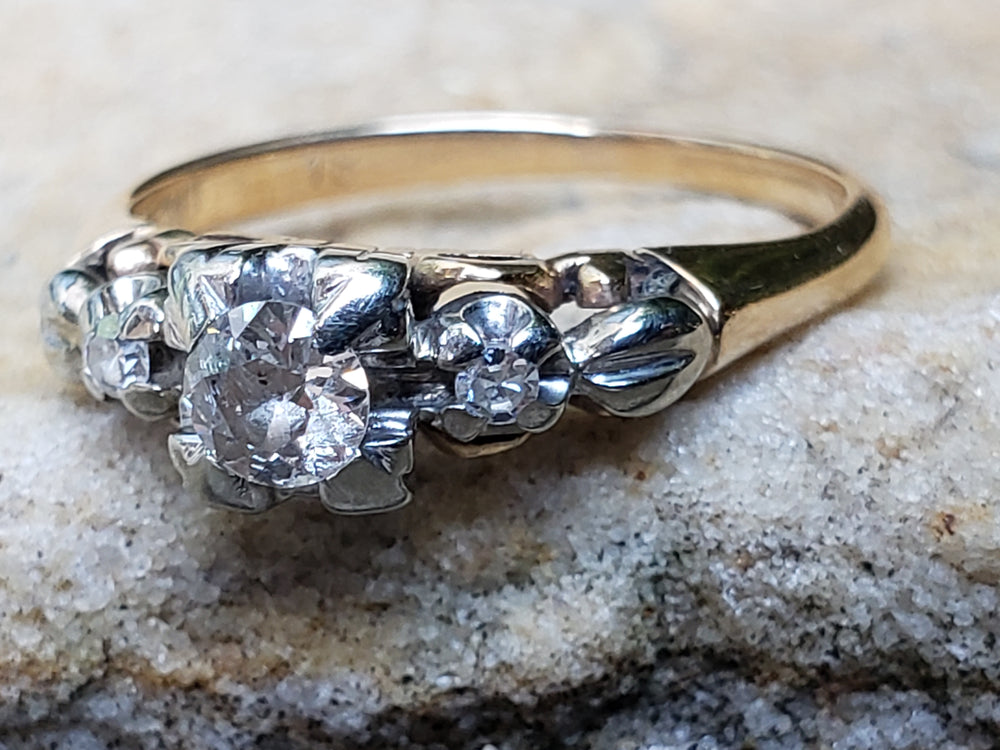 Vintage Diamond Engagement Ring / Diamond Three-Stone Engagement Ring / Engagement Ring