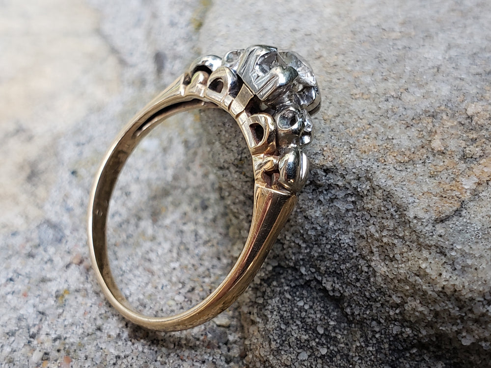Vintage Diamond Engagement Ring / Diamond Three-Stone Engagement Ring / Engagement Ring
