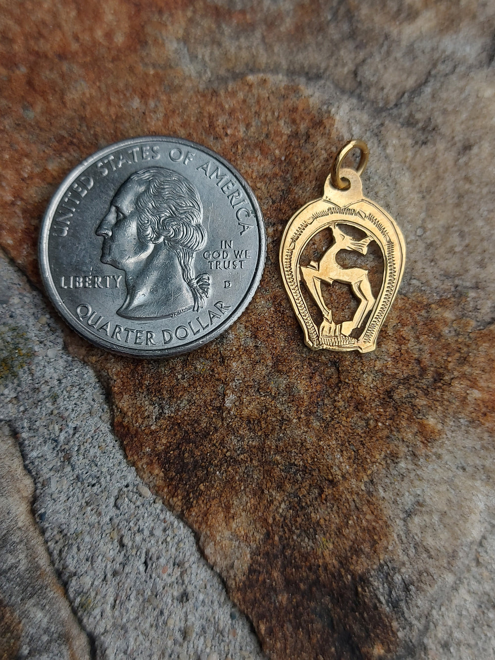 Lucky Stag and Horseshoe Charm