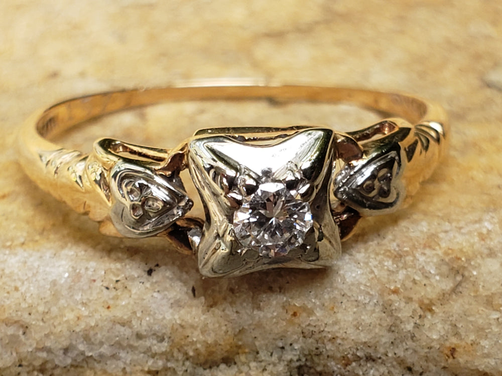 Art Deco Engagement Ring / Illusion Set Diamond Ring / Bridal Wreath Trademarked Ring