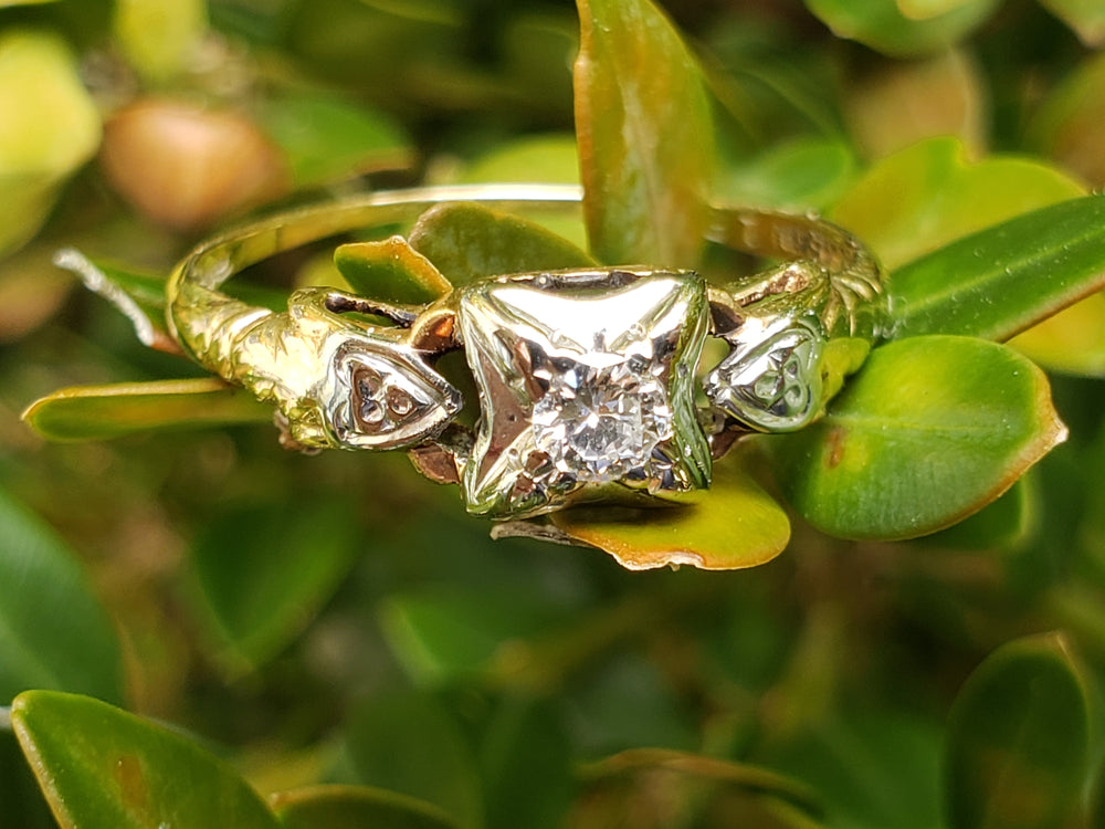 Art Deco Engagement Ring / Illusion Set Diamond Ring / Bridal Wreath Trademarked Ring