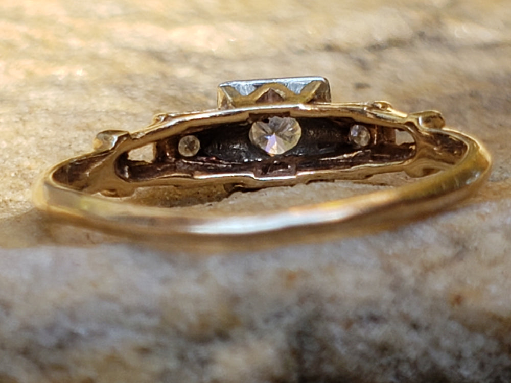 Art Deco Engagement Ring / Art Deco Diamond Ring / Two Tone Art Deco Engagement Ring