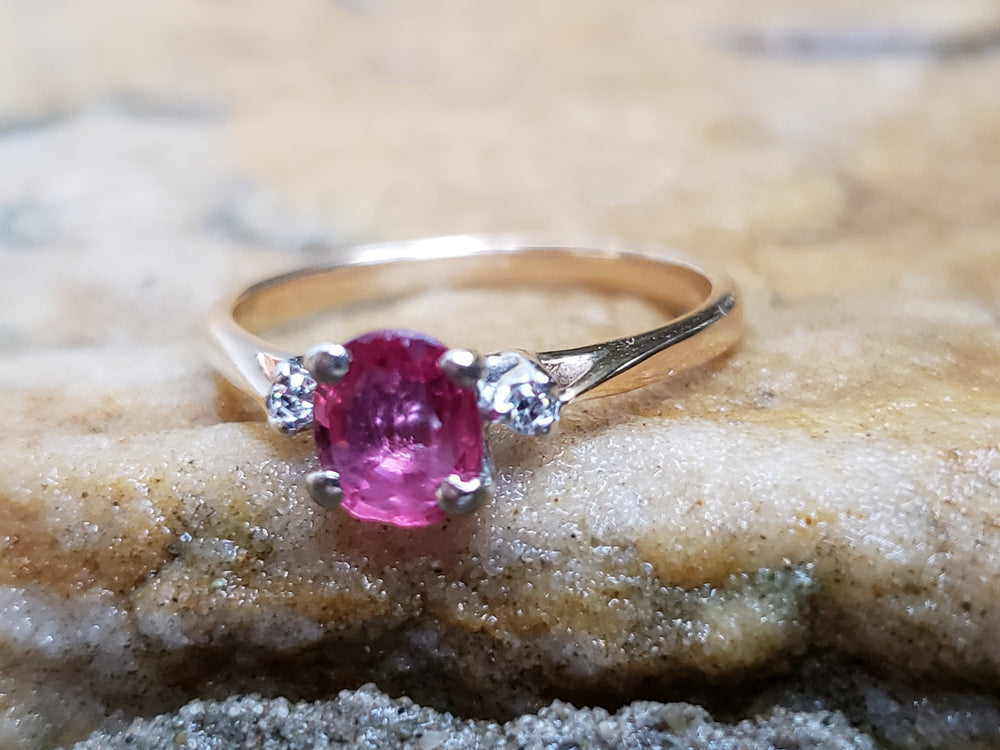 Ruby and Diamond Ring / Ruby Engagement Ring / July Birthstone Ring