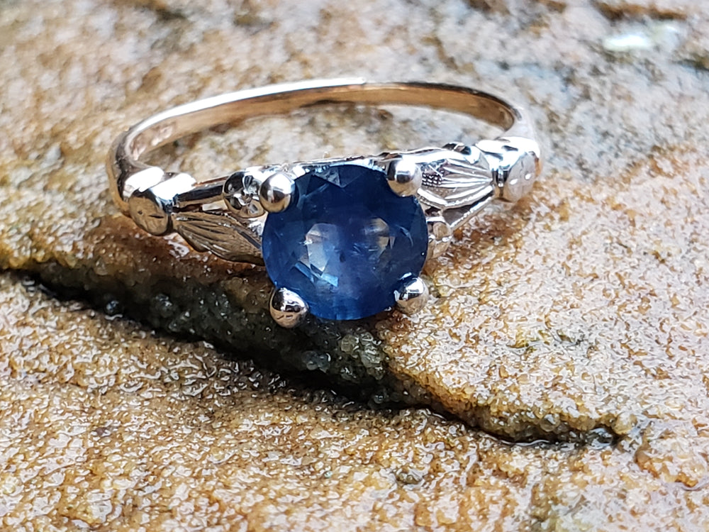 Appraised Art Deco Sapphire Engagement Ring / Natural Blue Sapphire Ring / Appraised Art Deco Ring