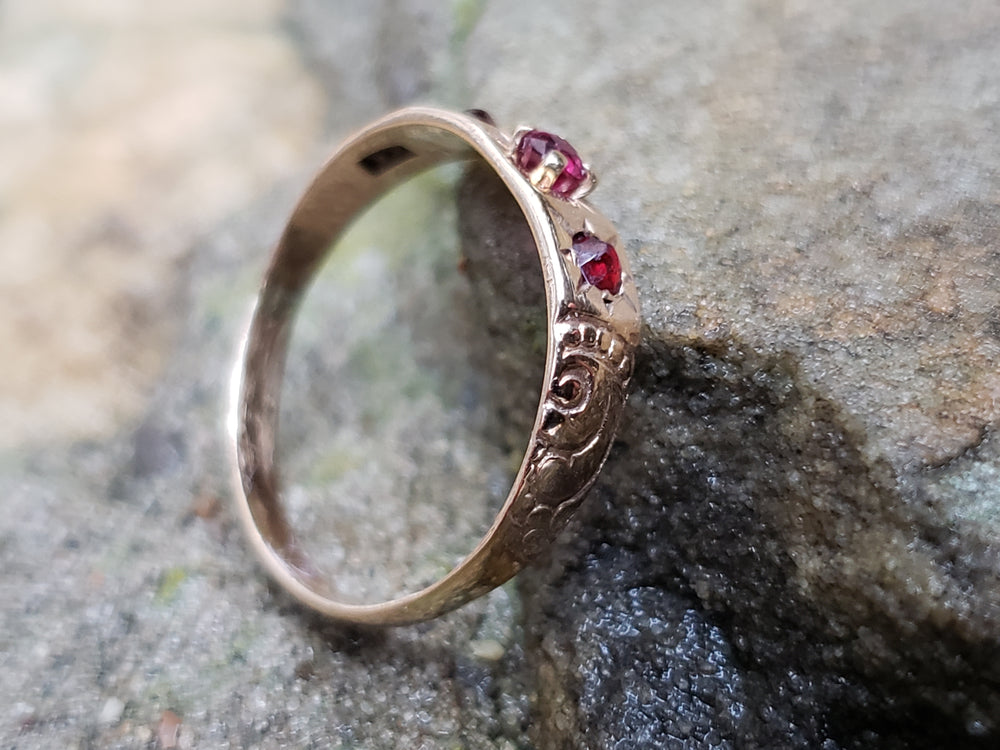Victorian Garnet and Ruby Ring / Rosecut Almandine Garnet and Ruby Ring / Antique Victorian Ring / January Birthstone / July Birthstone