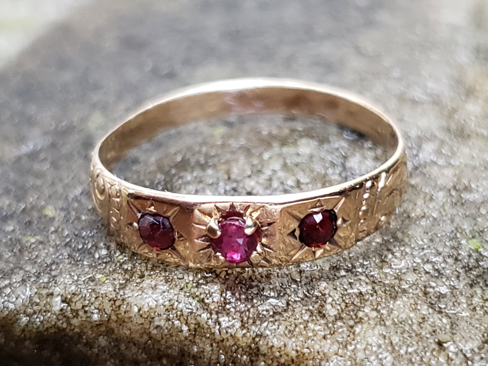 Victorian Garnet and Ruby Ring / Rosecut Almandine Garnet and Ruby Ring / Antique Victorian Ring / January Birthstone / July Birthstone