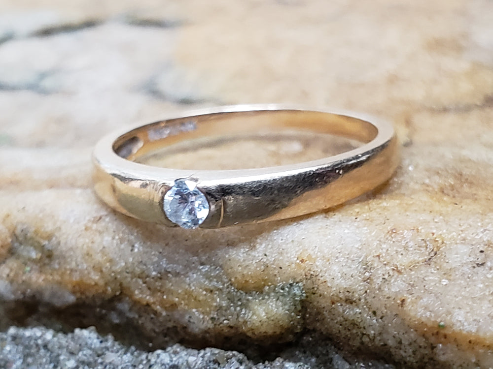 Semi-Bezel set Diamond Engagment Ring/ Promise Ring / April Birthstone Ring