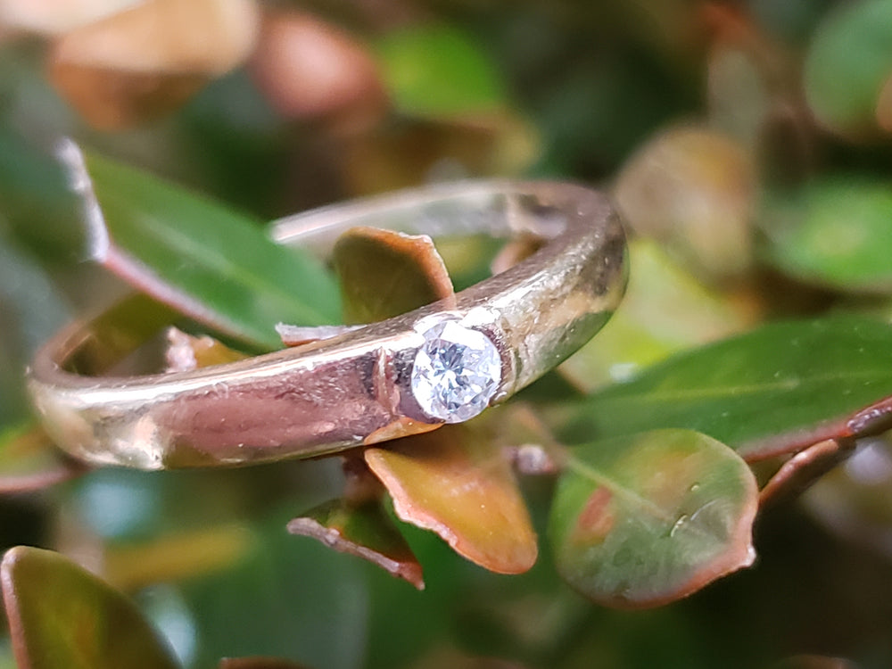 Semi-Bezel set Diamond Engagment Ring/ Promise Ring / April Birthstone Ring