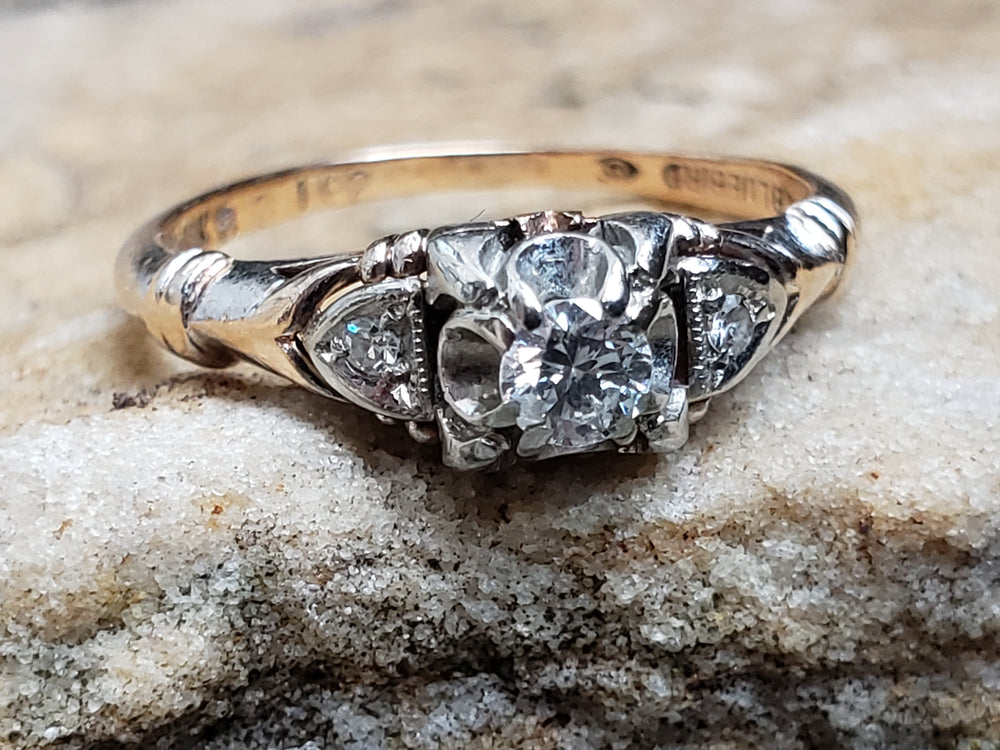 Art Deco Engagement Ring / Vintage Diamond Engagement Ring / Bluebird Engagement Ring / Promise Ring