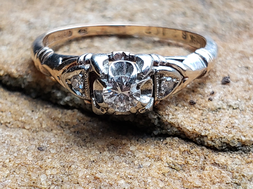 Art Deco Engagement Ring / Vintage Diamond Engagement Ring / Bluebird Engagement Ring / Promise Ring