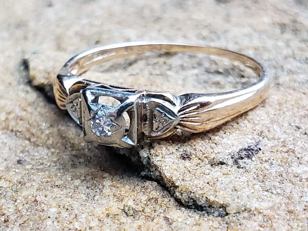 Bluebird Art Deco Engagement Ring / War Time Engagement Ring