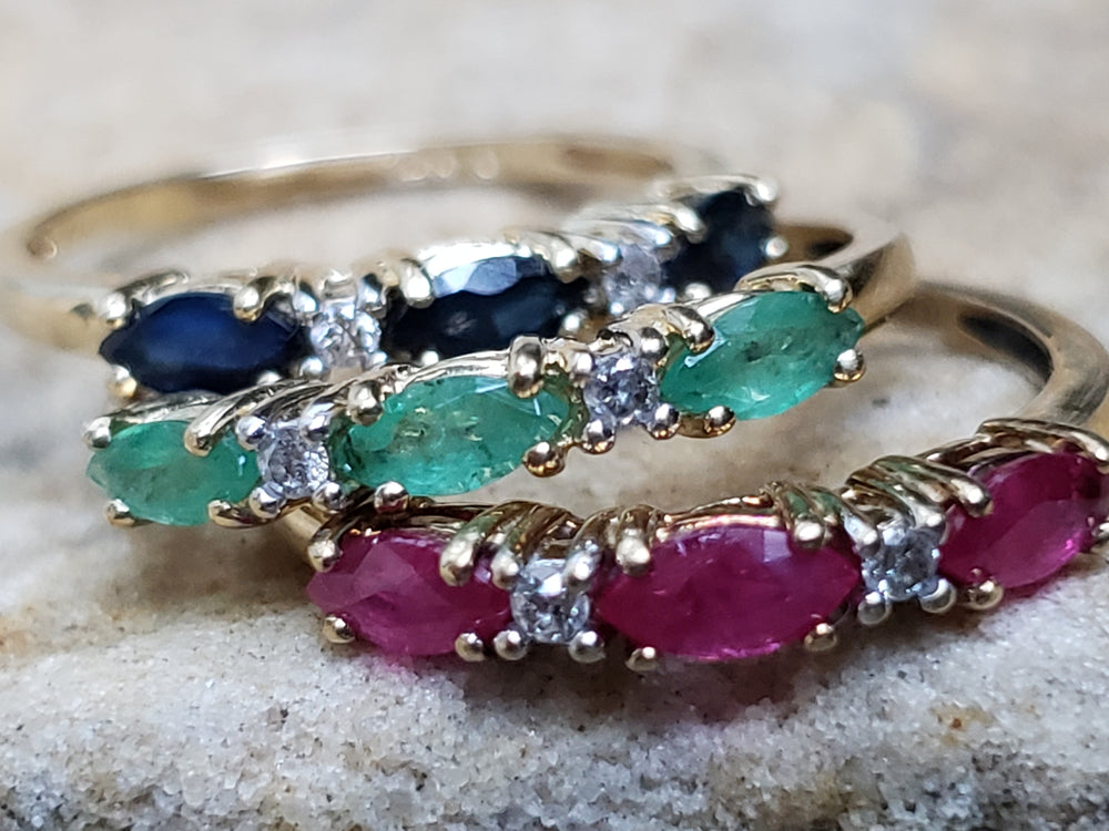 Emerald and Diamond Stacking Band / May Birthstone Ring / Birthstone Jewellery