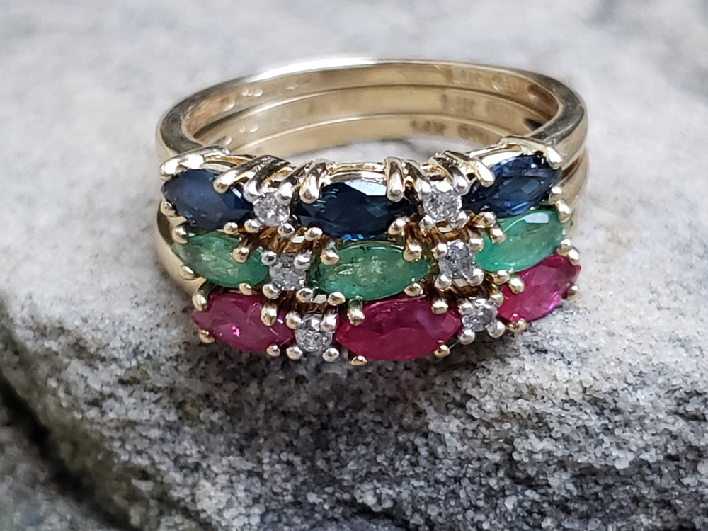 Blue Sapphire and Diamond Stacking Band / September Birthstone Ring / Birthstone Jewellery