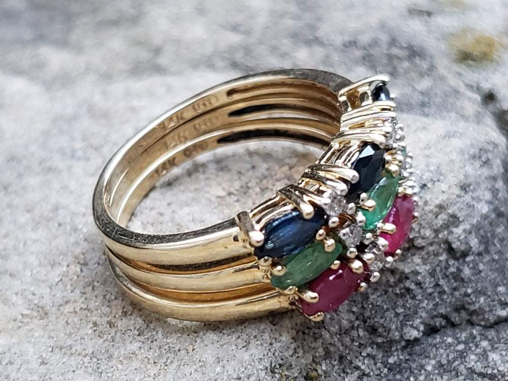 Blue Sapphire and Diamond Stacking Band / September Birthstone Ring / Birthstone Jewellery