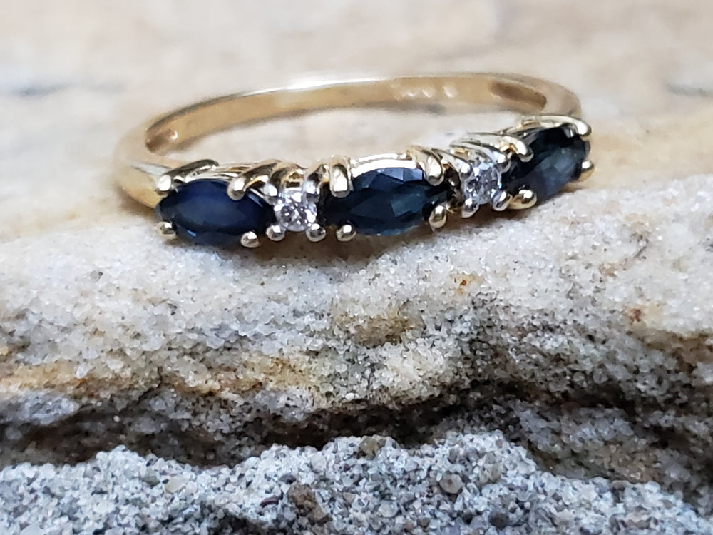 Blue Sapphire and Diamond Stacking Band / September Birthstone Ring / Birthstone Jewellery