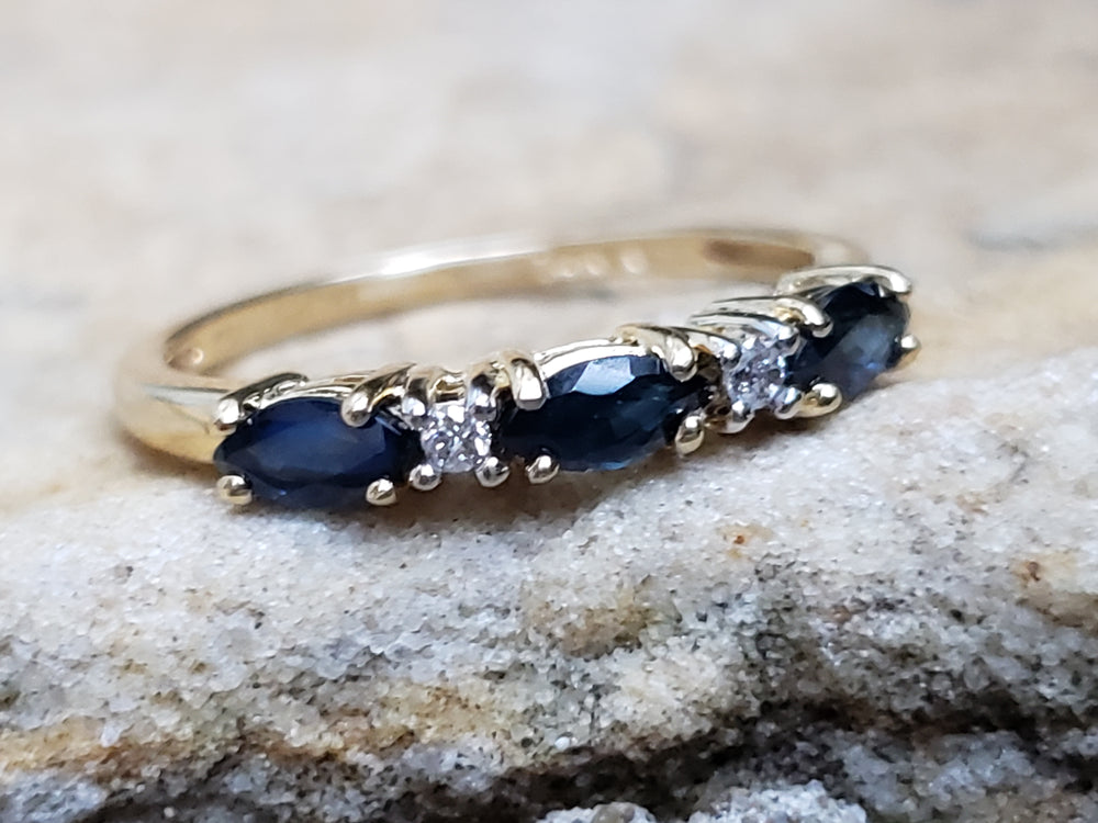 Blue Sapphire and Diamond Stacking Band / September Birthstone Ring / Birthstone Jewellery