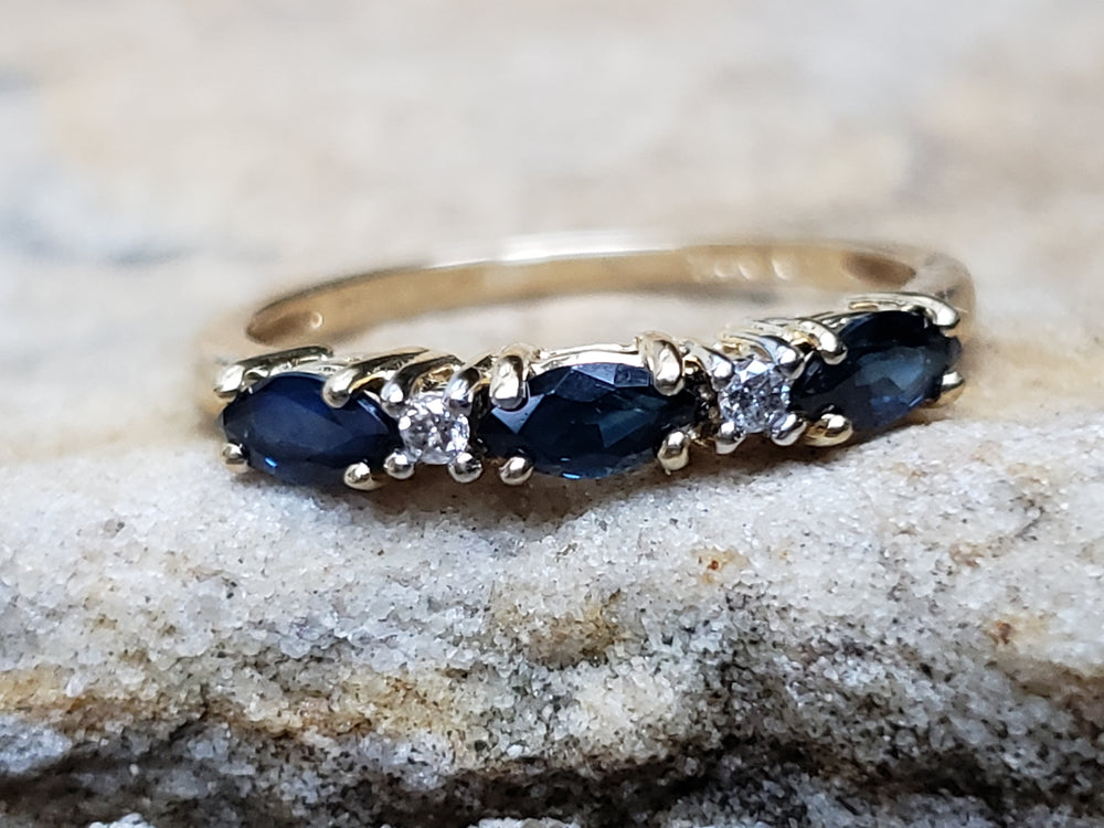 Blue Sapphire and Diamond Stacking Band / September Birthstone Ring / Birthstone Jewellery