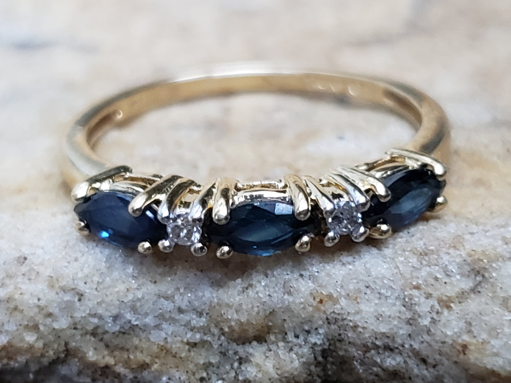 Blue Sapphire and Diamond Stacking Band / September Birthstone Ring / Birthstone Jewellery