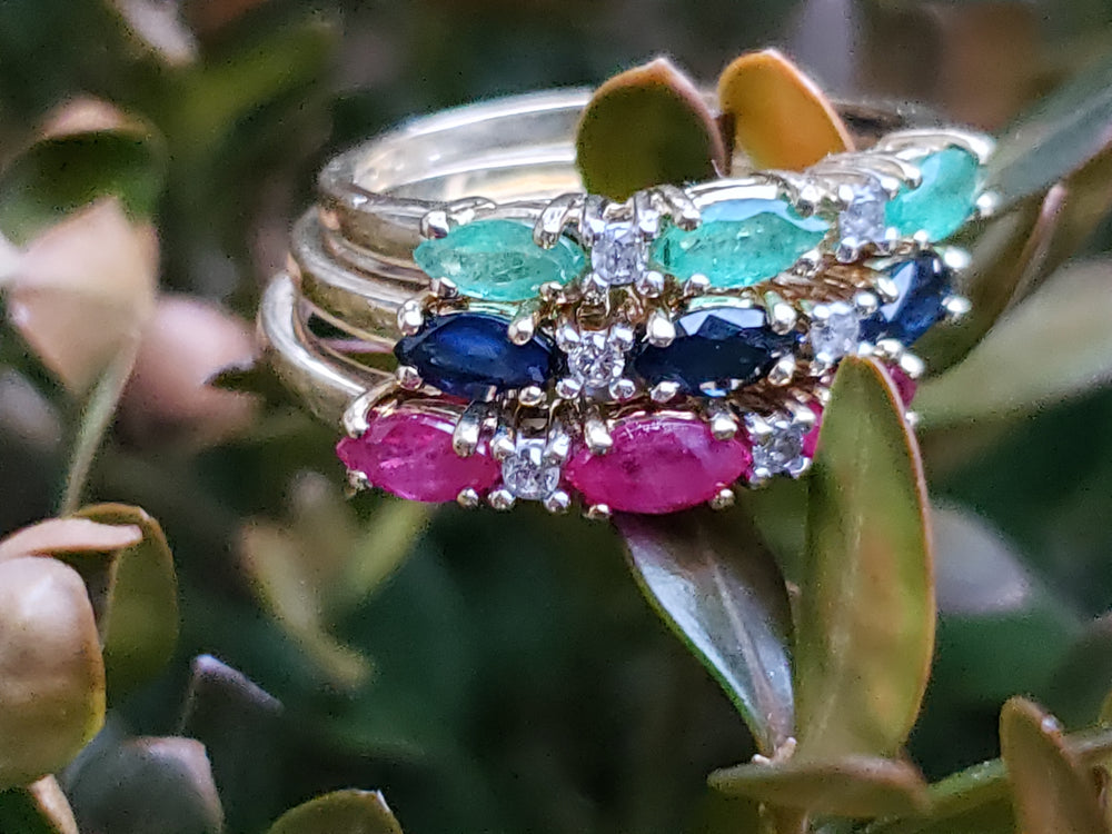 Blue Sapphire and Diamond Stacking Band / September Birthstone Ring / Birthstone Jewellery