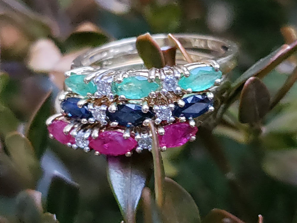 Emerald and Diamond Stacking Band / May Birthstone Ring / Birthstone Jewellery