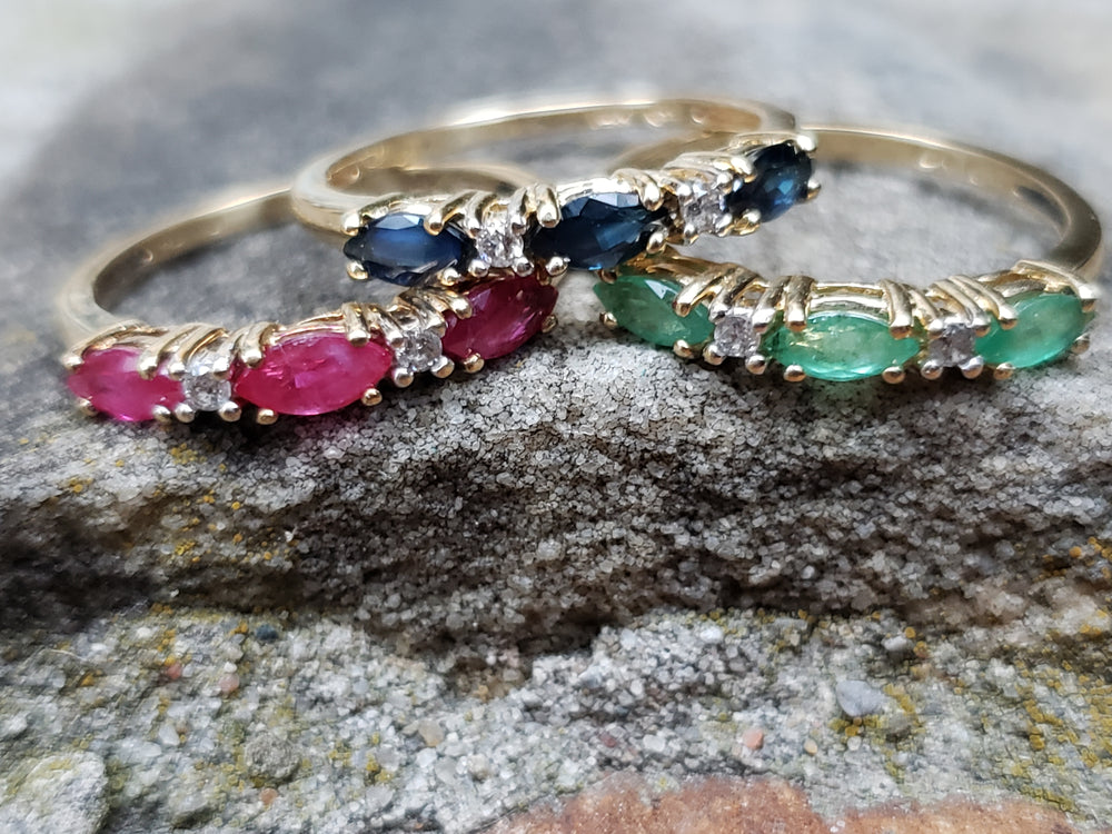 Emerald and Diamond Stacking Band / May Birthstone Ring / Birthstone Jewellery