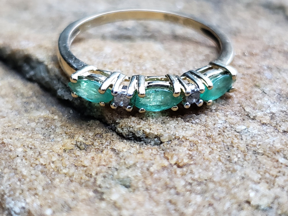 Emerald and Diamond Stacking Band / May Birthstone Ring / Birthstone Jewellery