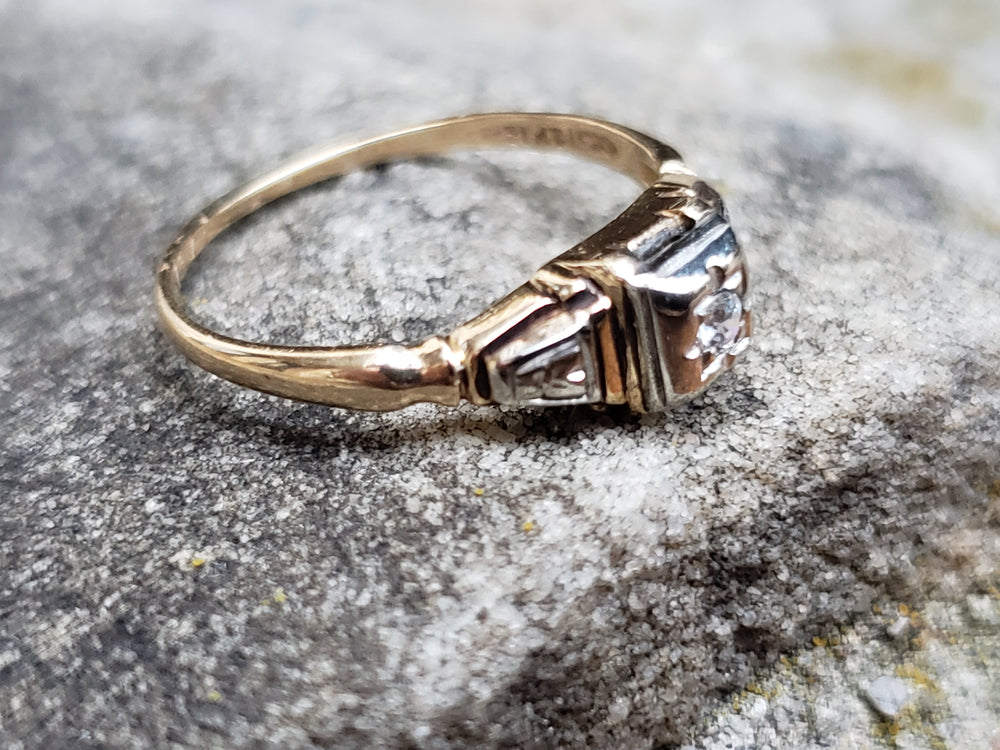 Art Deco Engagement Ring / Illusion Set Diamond Engagement Ring / Bridal Wreath Engagement Ring