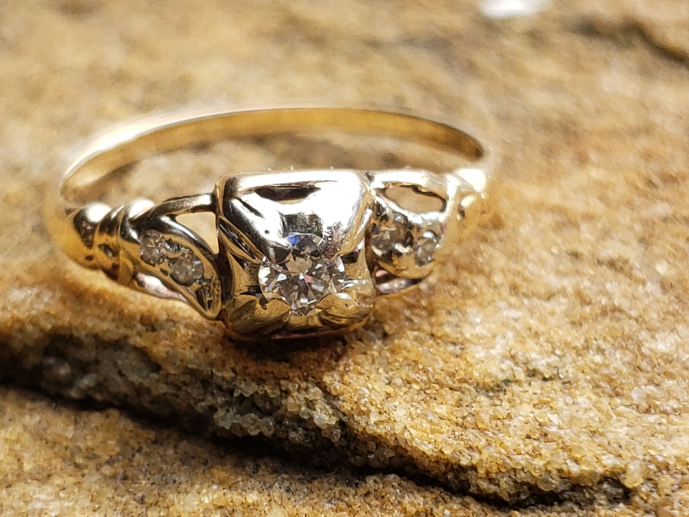 Antique Diamond Engagement Ring / Illusion Set Diamond Ring / Art Deco Engagement Ring