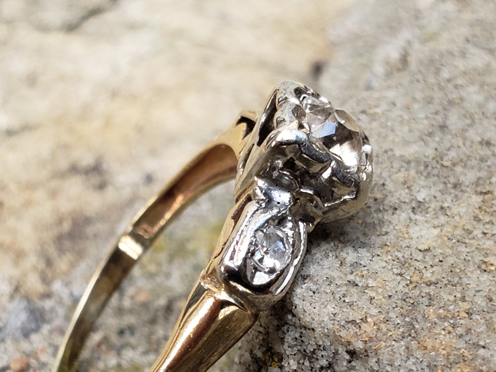Art Deco Diamond Engagement Ring / Old European Cut Diamond Engagement Ring