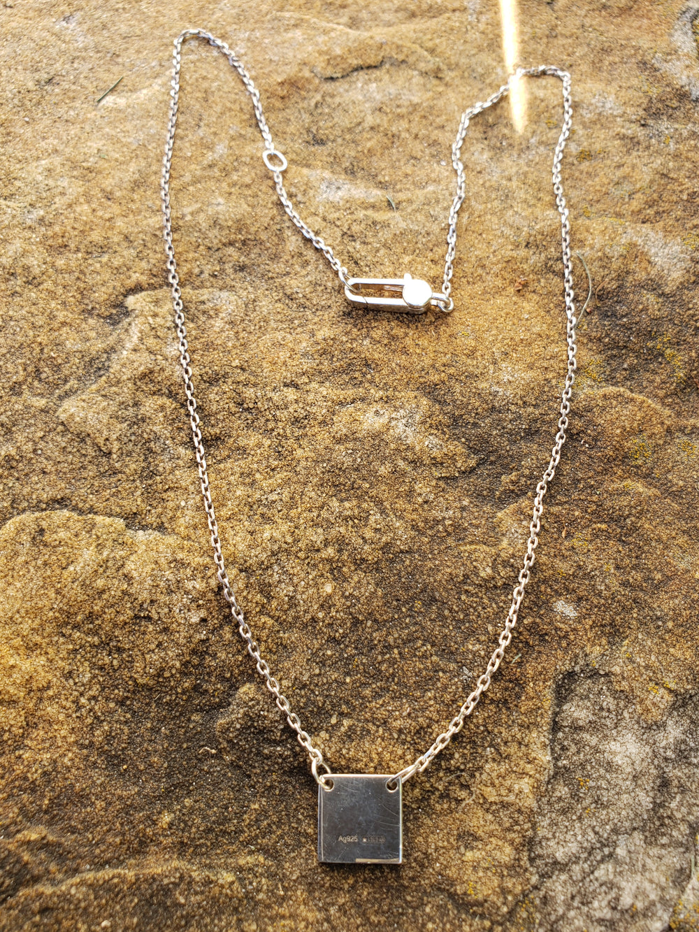 Gucci Necklace / Sterling Silver Tag Gucci Name Tag Necklace / Silver Tab Authentic Designer Necklace