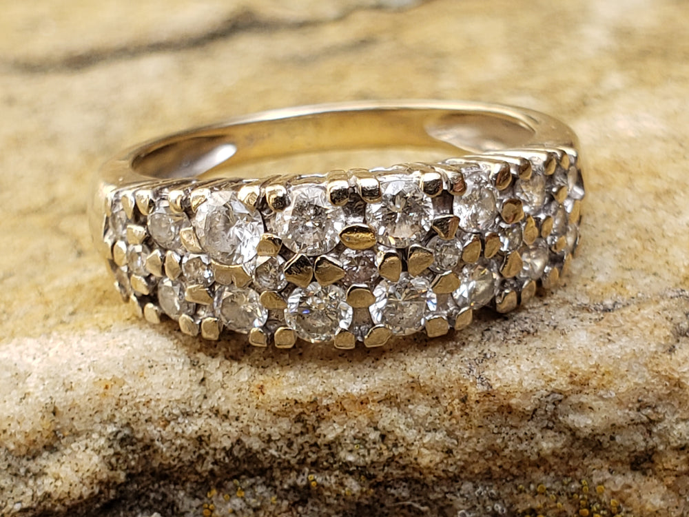 Three Row Diamond Band / Anniversary Band / Diamond Statement Band