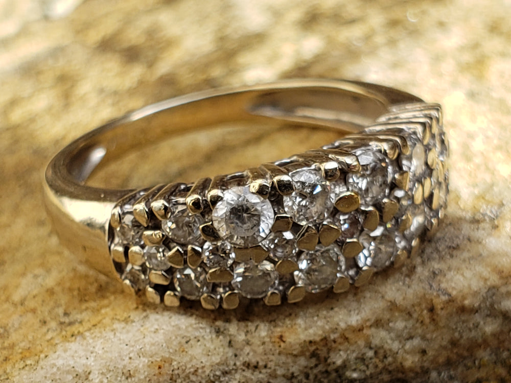 Three Row Diamond Band / Anniversary Band / Diamond Statement Band