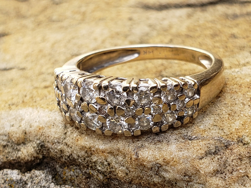 Three Row Diamond Band / Anniversary Band / Diamond Statement Band