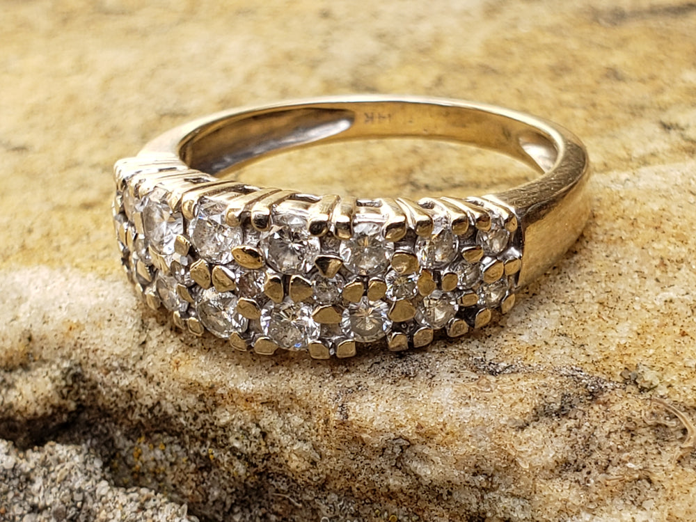 Three Row Diamond Band / Anniversary Band / Diamond Statement Band