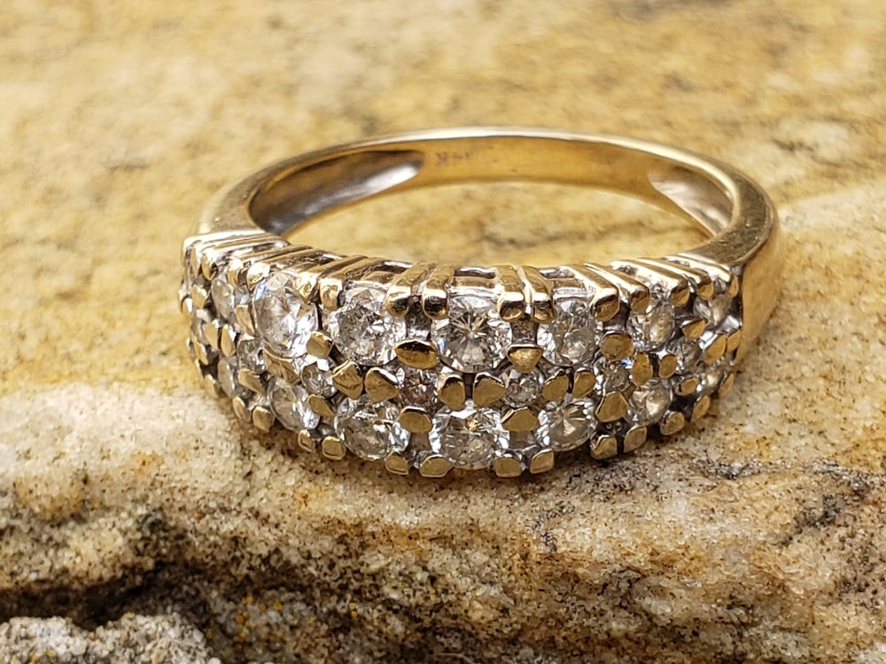 Three Row Diamond Band / Anniversary Band / Diamond Statement Band