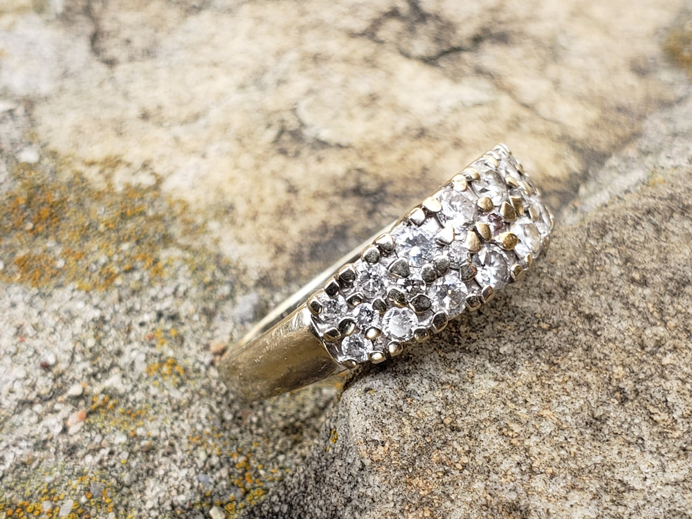 Three Row Diamond Band / Anniversary Band / Diamond Statement Band