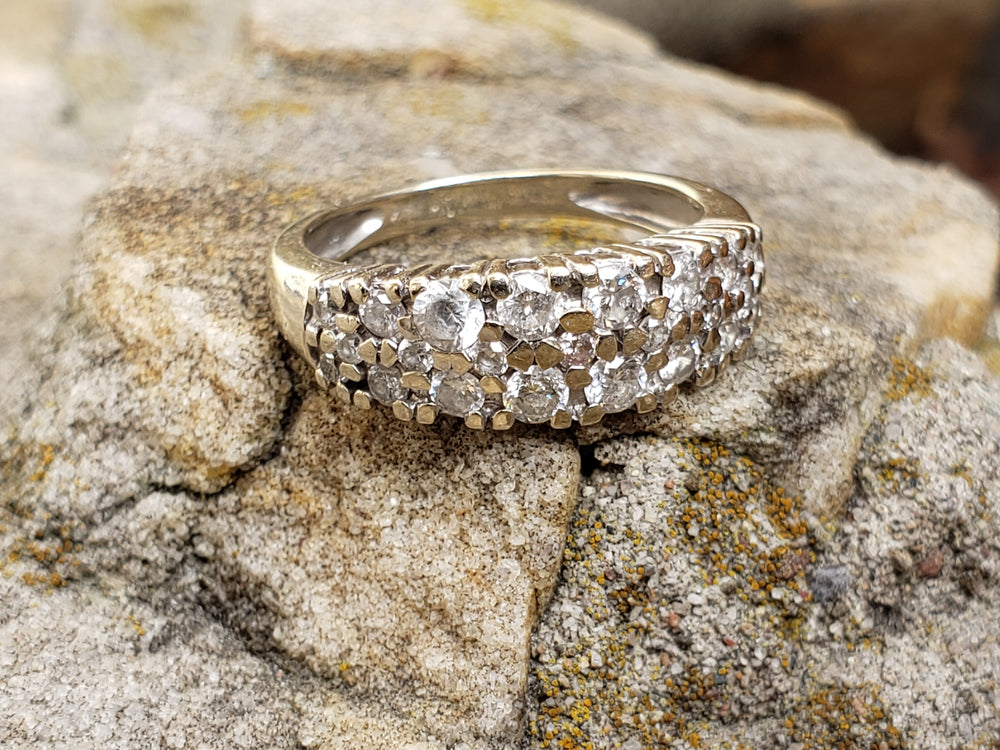 Three Row Diamond Band / Anniversary Band / Diamond Statement Band