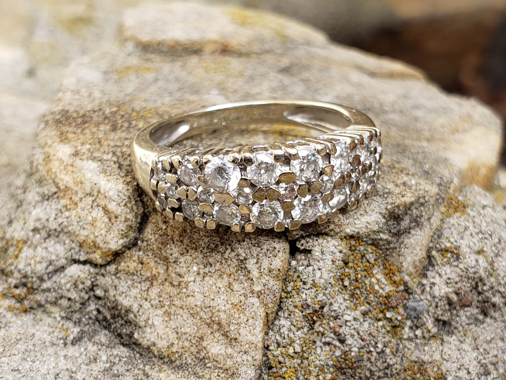 Three Row Diamond Band / Anniversary Band / Diamond Statement Band