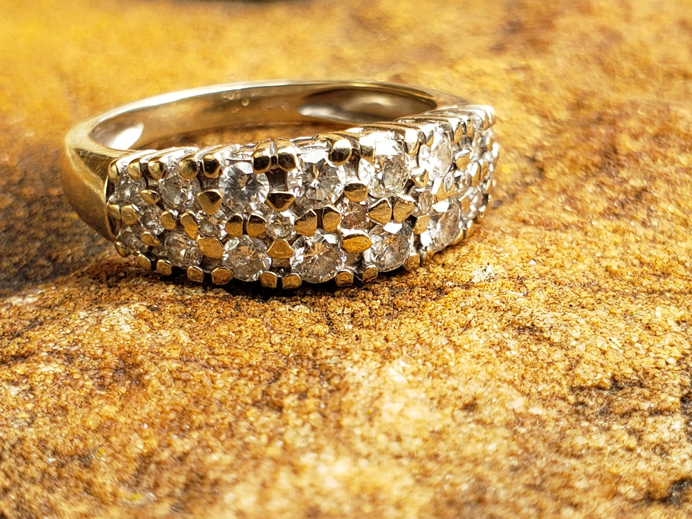 Three Row Diamond Band / Anniversary Band / Diamond Statement Band