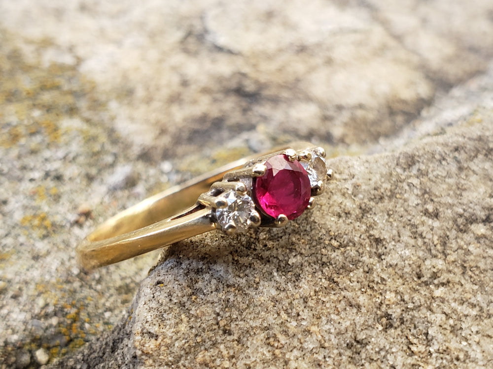 Ruby Engagement Ring / July Birthstone Ring / Ruby and Diamond Ring