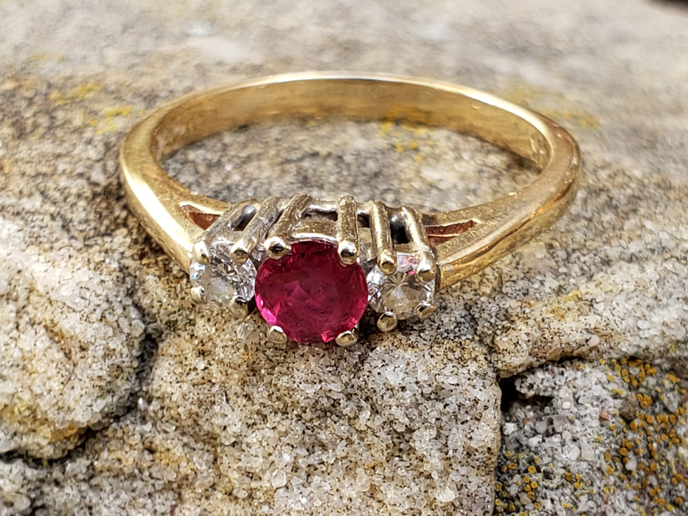 Ruby Engagement Ring / July Birthstone Ring / Ruby and Diamond Ring
