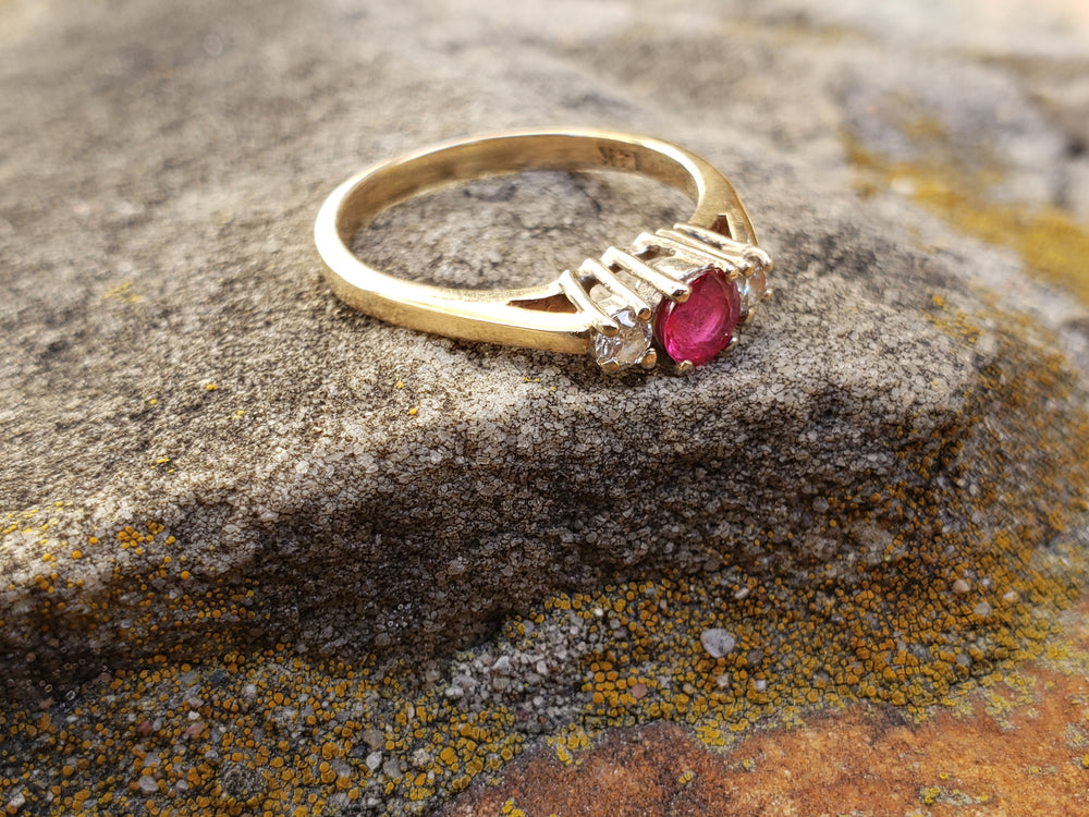 Ruby Engagement Ring / July Birthstone Ring / Ruby and Diamond Ring