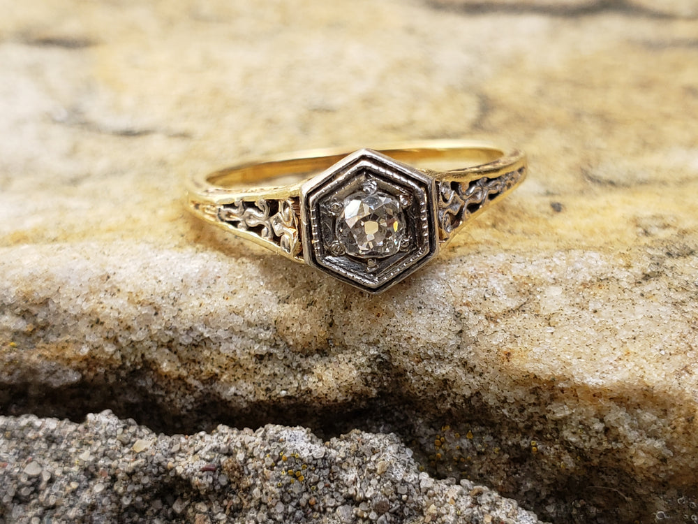 Spectacular Diamond Edwardian / Art Deco Engagement Ring / Old European Cut Diamond