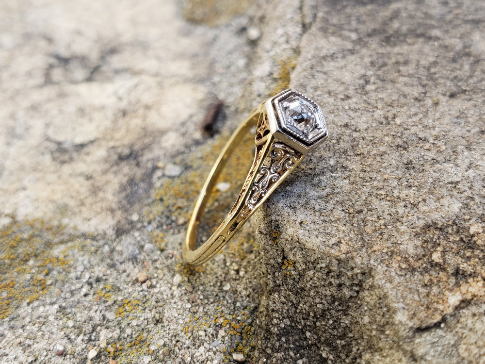 Spectacular Diamond Edwardian / Art Deco Engagement Ring / Old European Cut Diamond