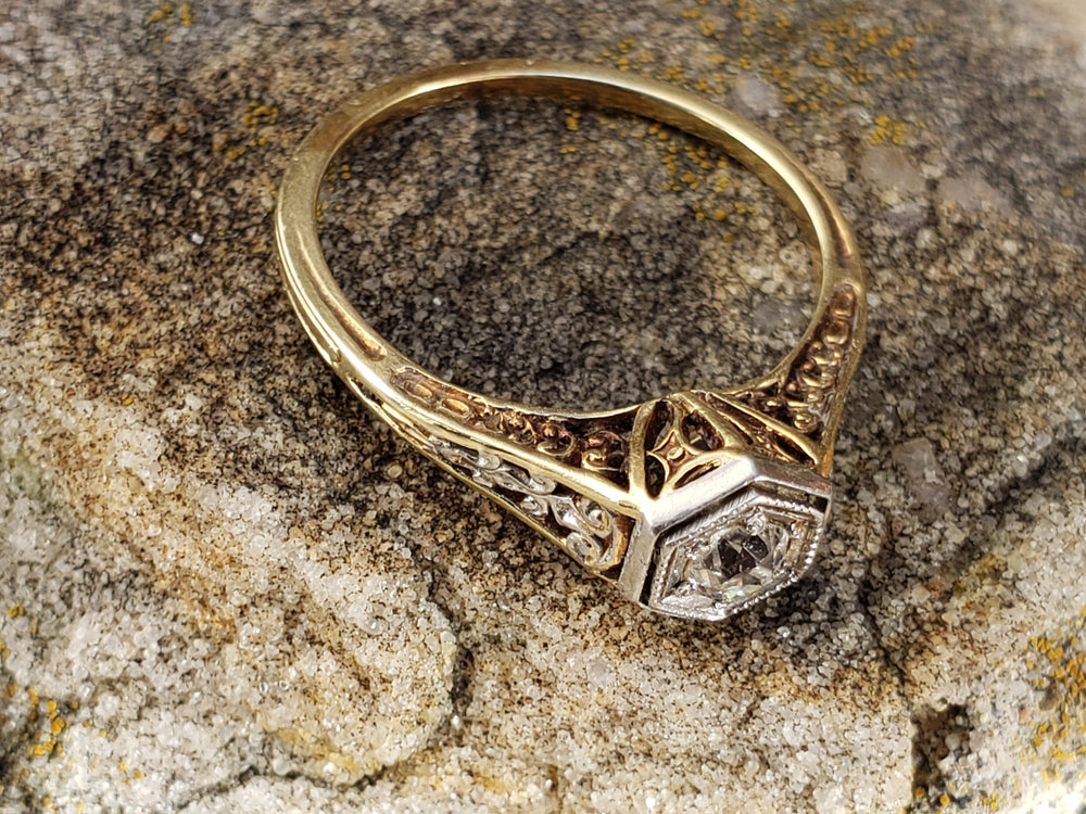 Spectacular Diamond Edwardian / Art Deco Engagement Ring / Old European Cut Diamond