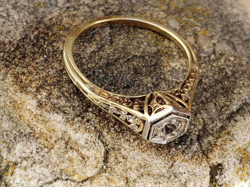 Spectacular Diamond Edwardian / Art Deco Engagement Ring / Old European Cut Diamond