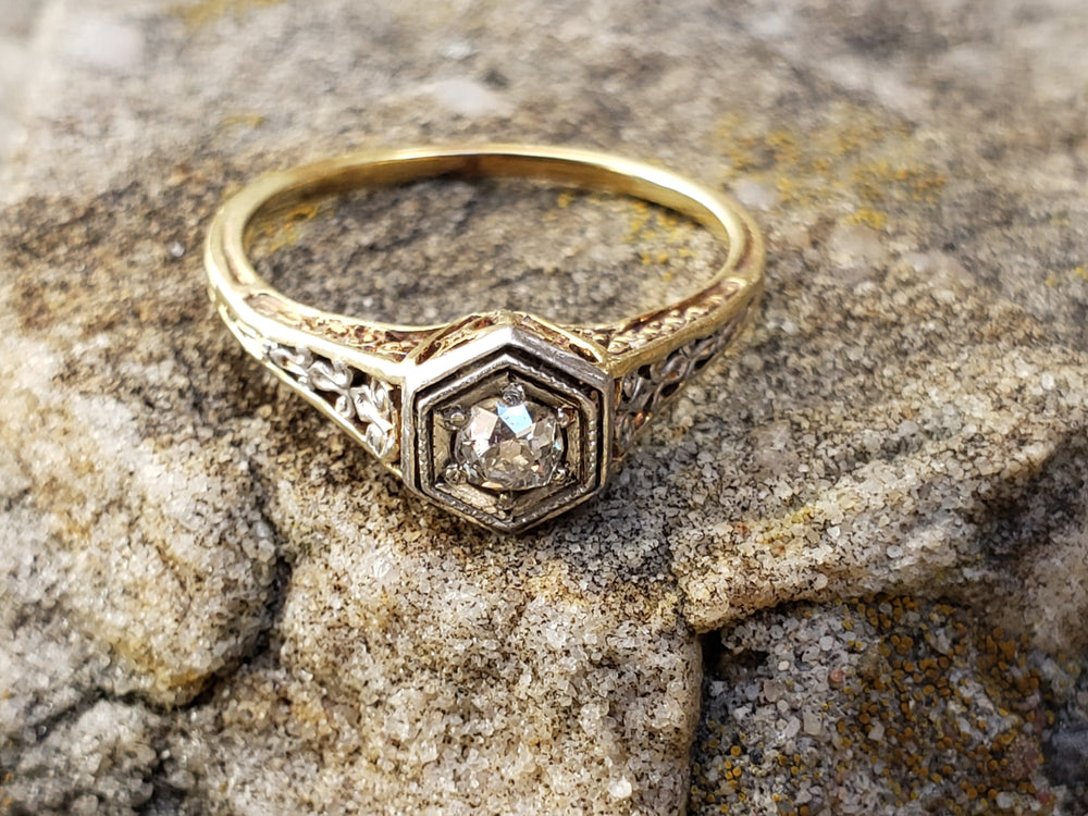 Spectacular Diamond Edwardian / Art Deco Engagement Ring / Old European Cut Diamond